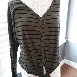 Olivia Rae olive striped top